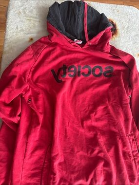 Society Red Hoodie with Black Hood Lining